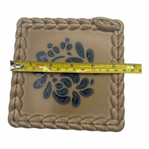 VTG Pfaltzgraff Stoneware Square Trinket Dishes With Blue Floral Design Set Of 2 - Picture 3 of 4